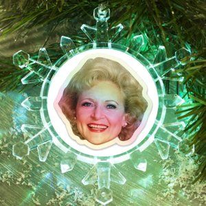 Betty White Snowflake Blinks Lit Holiday Christmas Tree Ornament